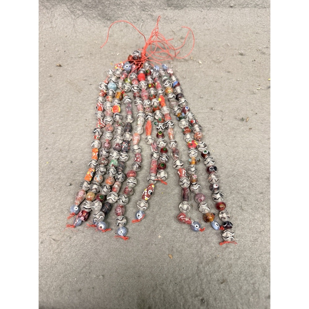 VINTAGE HAND MADE‎ ASIAN GLASS BEADS MOSTLY ROUND 10 STRANDS